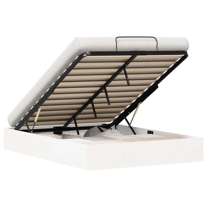 vidaXL - Ottoman - bedframe - met - opbergruimte - Wit - 135 - x - 190 - cm