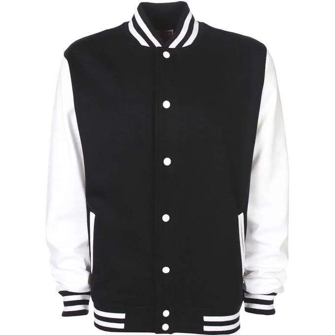 Varsity Jacket unisex merk FDM maat S Zwart/Wit