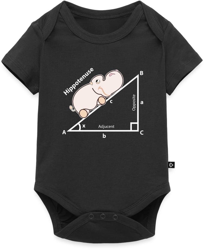 Grappige Hippo Wiskunde | Hippotenuse Baby Rompertje Met Korte Mouwen