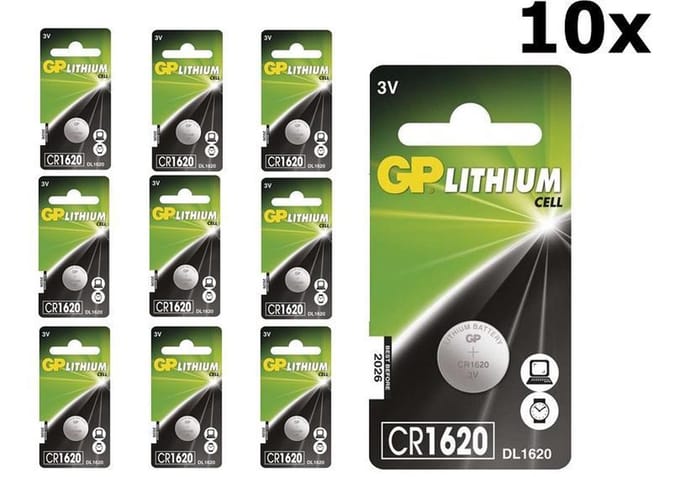 Doosje GP CR1620 Lithium knoopcellen 10x 1 stuk