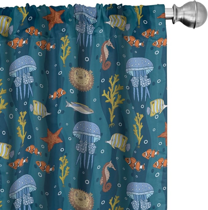 ABAKUHAUS Onderwatergordijnen – 2x75x245 cm – Microfiber – Halfdonkerend