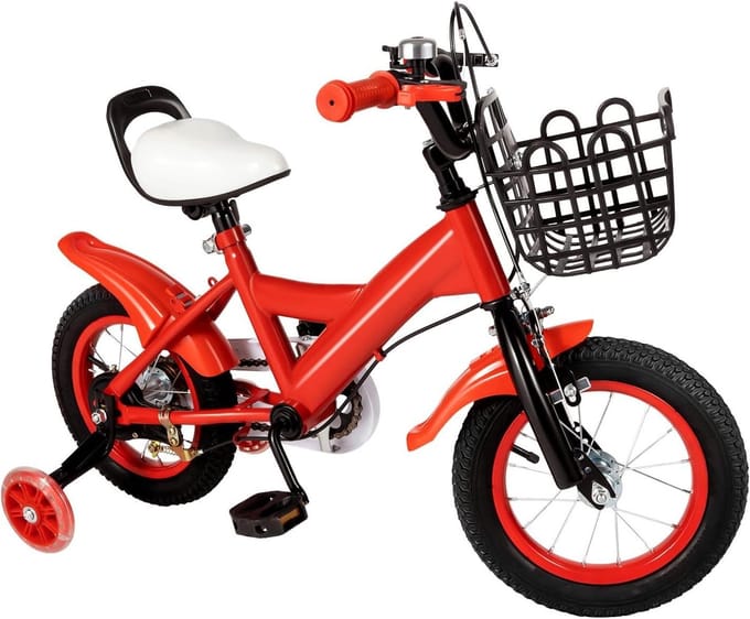 Kinderfiets - Loopfiets - Leren Fietsen - Met Steunwielen - 12 inch - Rood