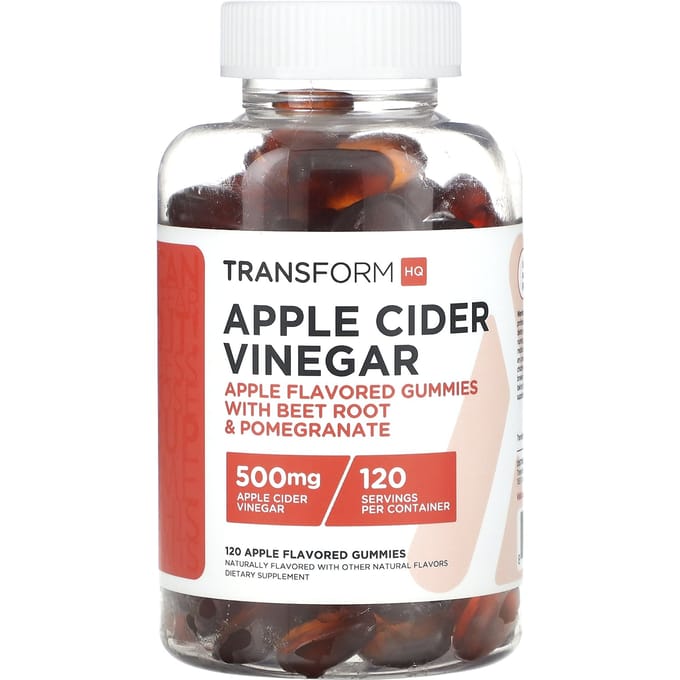 TransformHQ, vinaigre de cidre de pomme, 500 mg, 120 gommes saveur pomme