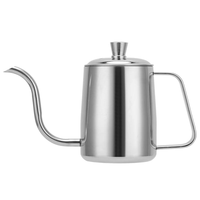 Koffiepot Roestvrij Staal Lange Fijne Tuit Handmatige Koffieketel met Deksel voor Thuiskoffie white