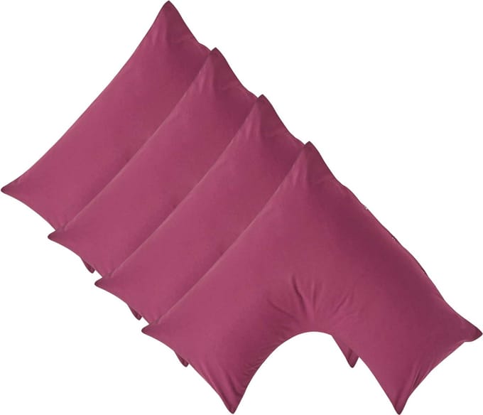 Homescapes Percale Katoen V-Kussensloop Set van 4 - Rood - 100% Egyptisch Katoen - 200TC - 38 x 76 cm