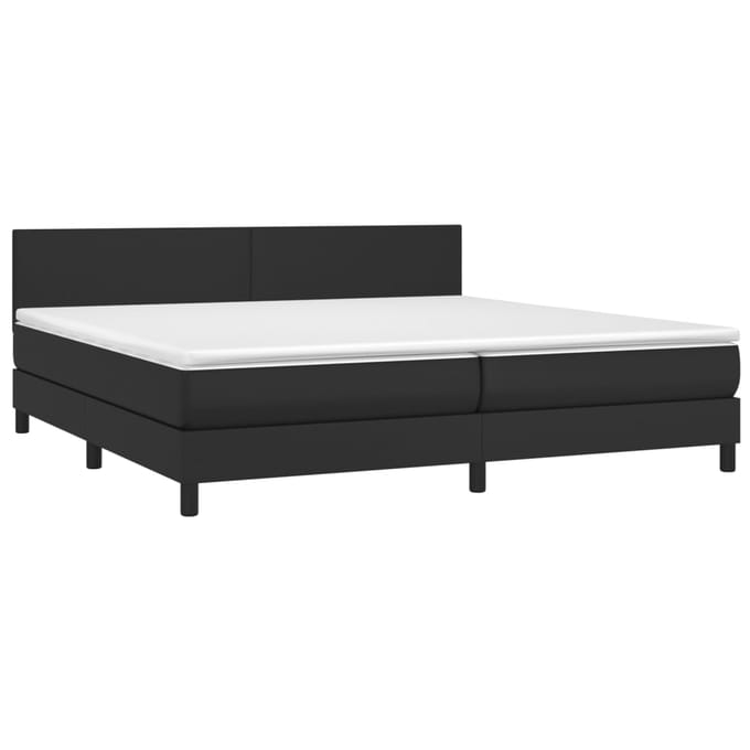 vidaXL - Boxspring - met - matras - en - LED - kunstleer - zwart - 200x200 - cm