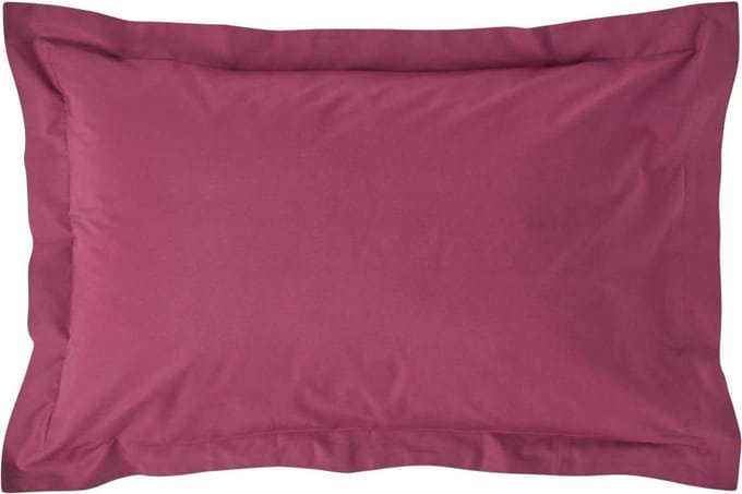 Homescapes Kussensloop 50x75 cm met Rand (Oxford) – Bordeaux – 100% Egyptisch Perkal Katoen – 200 TC
