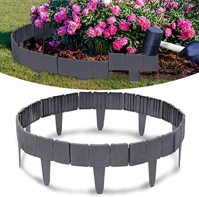Gazonrand Steenlook - Tuinomheining Flexibel - Tuin Onderhouden - Eindeloos Verlengbaar - 75 meter - Antraciet