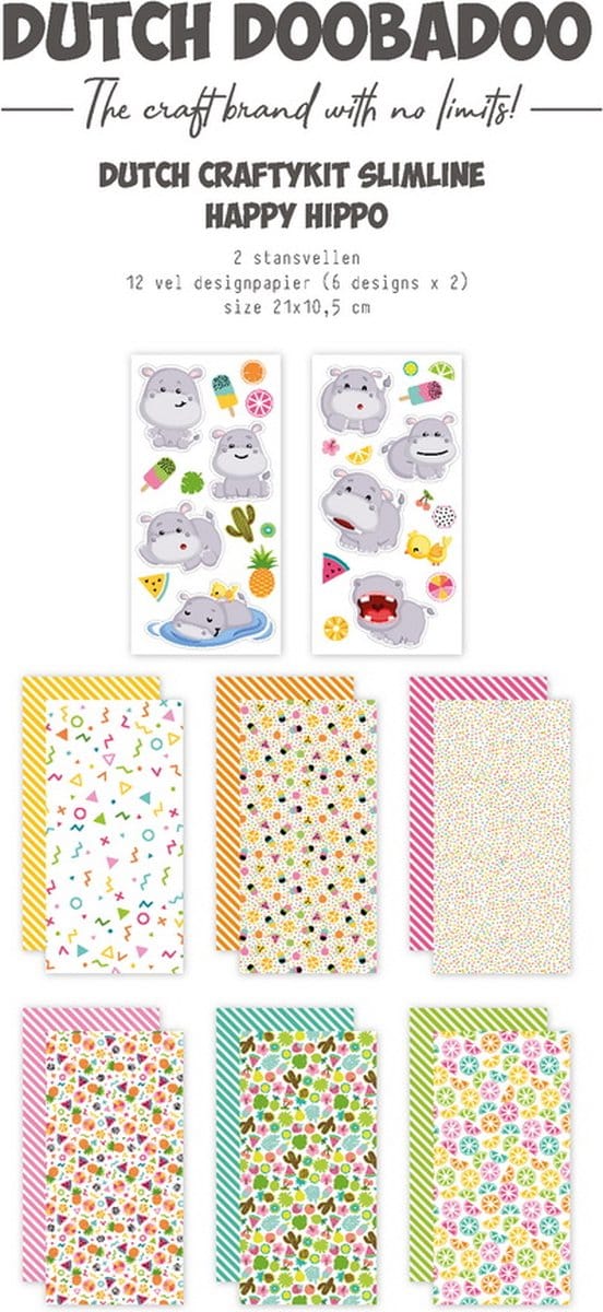 Dutch Doobadoo Crafty Kit Slimline Happy Hippo 473.005.044 (05-23)