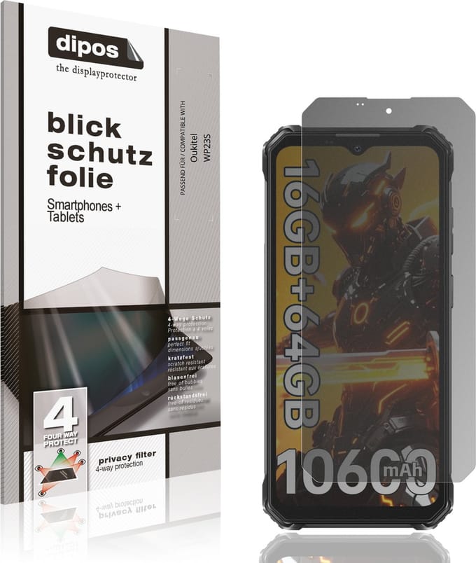 dipos – Matte Privacy Screenprotector geschikt voor Oukitel WP23S | Anti-Spy Beschermfolie