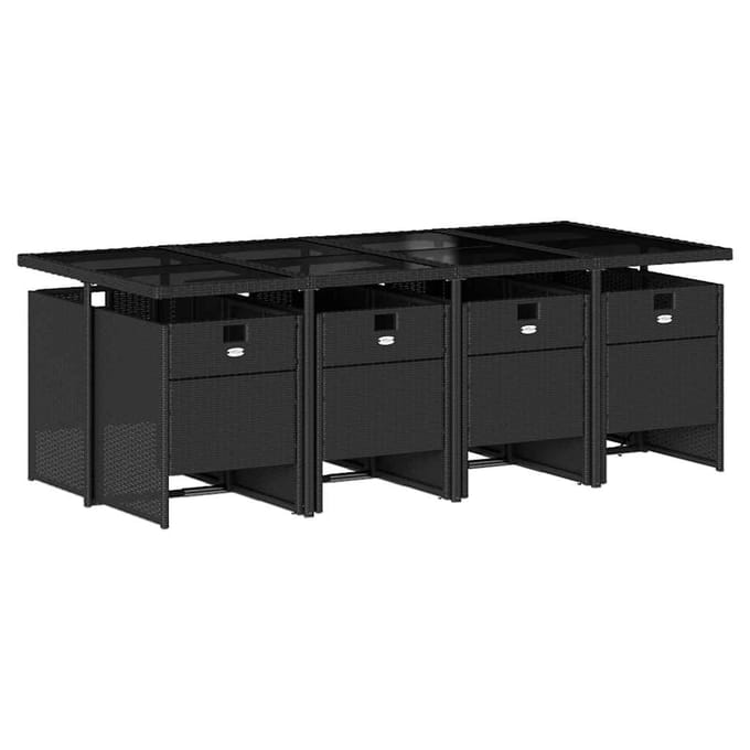 vidaXL - 9-delige - Tuinset - poly - rattan - zwart