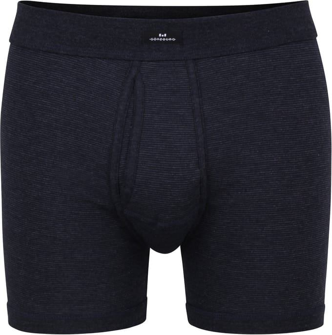 Gotzburg heren boxer lang met gulp (1-pack) - middenblauw gestreept