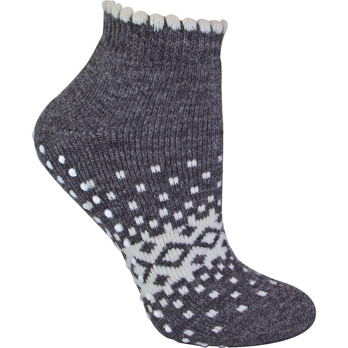 Thermische laag uitgesneden wollen antislip pantoffelsokken voor dames - Houtskool