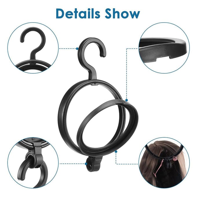 Supports de perruque suspendus portables, 3 pièces, pour toutes les perruques et chapeaux white