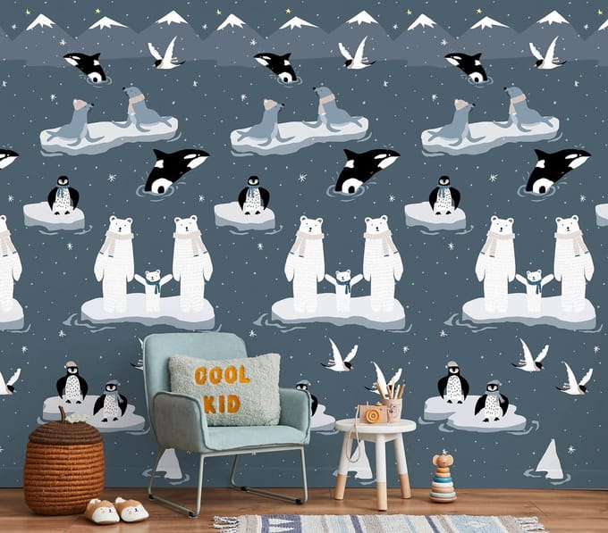 INGK Kinderbehang - Olive & Noah - Winterworld Blue