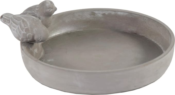 Mega Collections Vogelbad/voederschaal - grijs - cement - D33 x H5 cm - drinkschaal voor tuinvogels