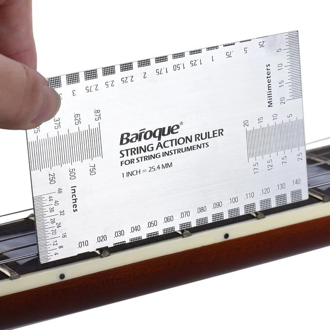 Barok String Action Ruler Gauge Tool in/mm voor Gitaar Bas Mandoline Banjo white