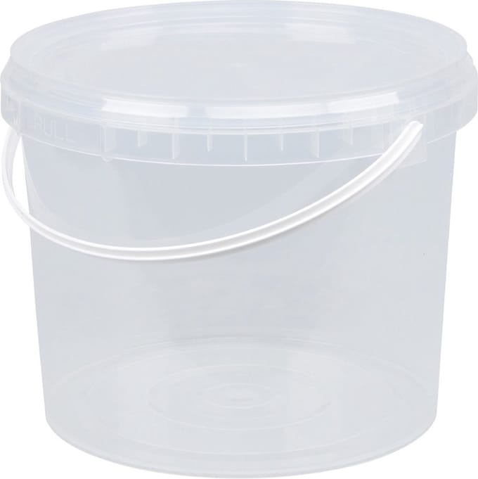 Emmer met deksel - 5 liter - rond - transparant
