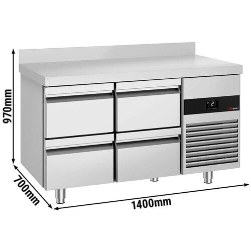 GGM Gastro Kühltisch PREMIUM - 1400x700mm - mit 4 Schubladen - Aufkantung