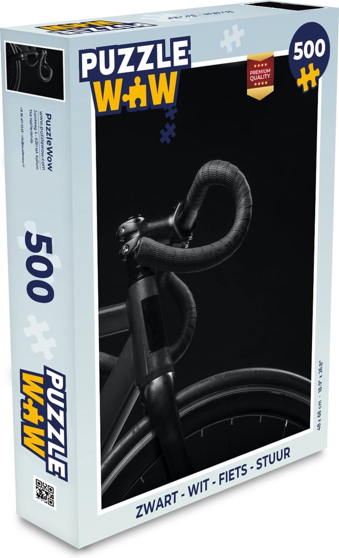 Puzzel Fiets - Stuur - Zwart - Wit - Legpuzzel - Puzzel 500 stukjes