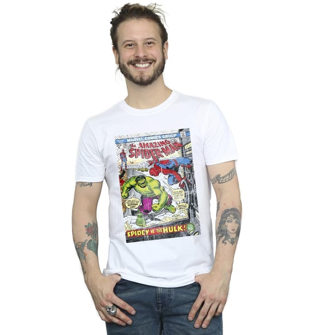 Marvel Heren Spider-Man VS Hulk Cover T-Shirt (Wit)