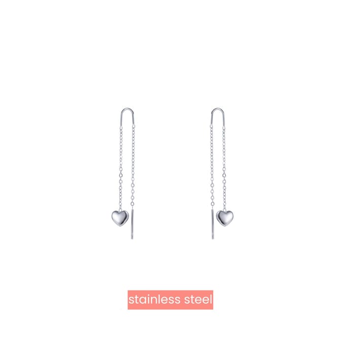 Day&Eve by Go Dutch Label Oorhangers Pull Trough Hart Zilver