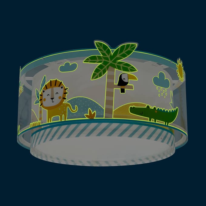 Dalber plafondlamp LITTLE JUNGLE, wit/geel