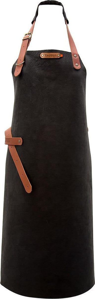 Xapron luxe leren (BBQ) schort Utah - kleur Black (black)