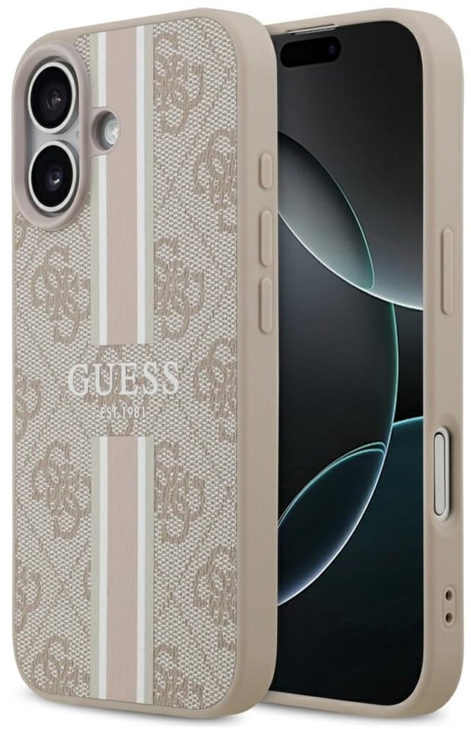 MagSafe hoesje voor Apple iPhone 17, Guess, 4G Printed Stripes, Roze