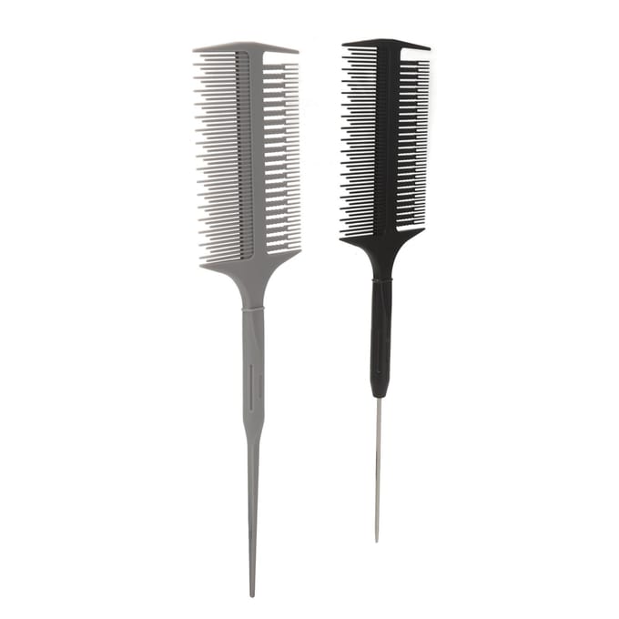 Highlight Kam Kleuren Dubbelzijdige Haarsectie Kam Kit voor Kapper Haarstyling gray