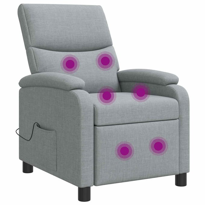 vidaXL - Massage - Relaxstoel - Lichtgrijs - Stof
