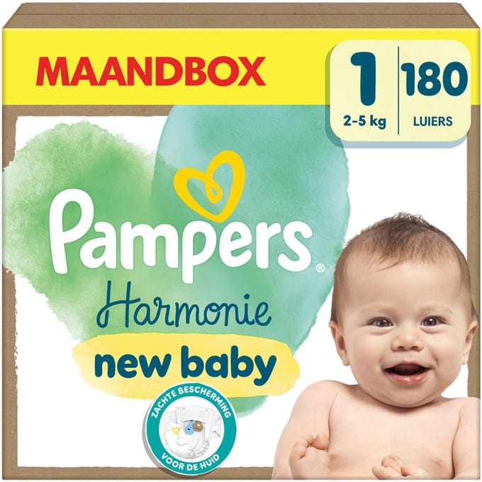 Pampers Harmonie Luiers Maat 1 – Maandbox 180 Luiers