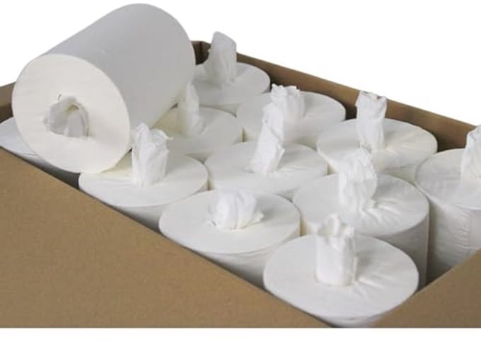 12 Mini Handdoekrollen - Perforeerd 1-laags Papier - 120 Meter Rolt