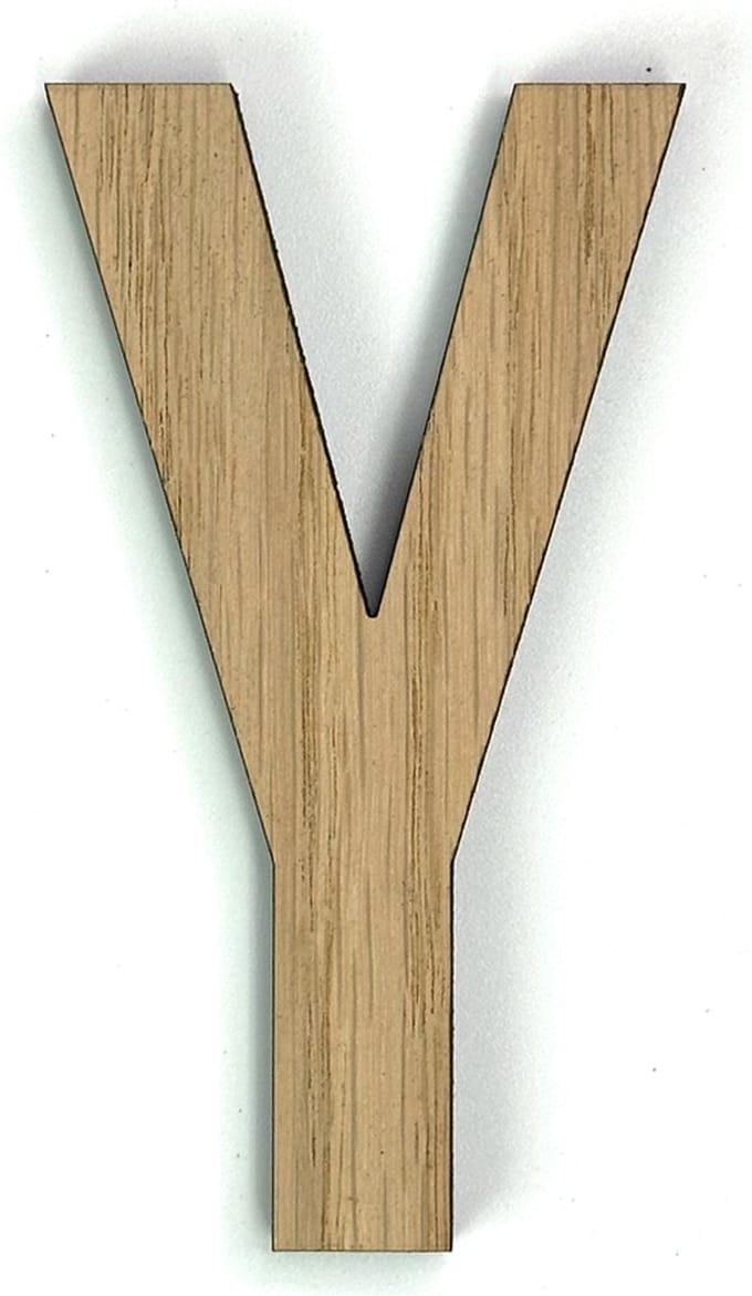 Houten letter Y - 37 cm hoog