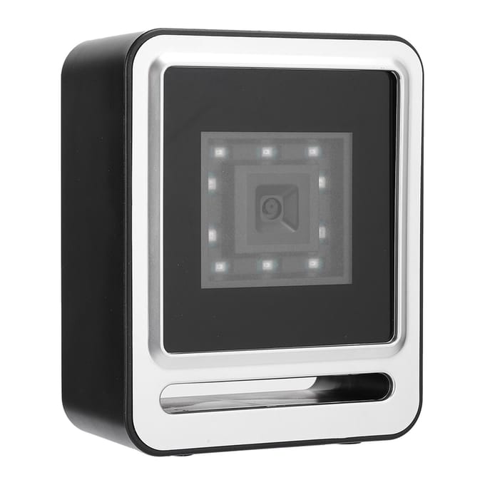 Vaste Barcodescanner 1D QR 2D Handsfree Desktop Barcodelezer met USB-kabel LED-licht zilver