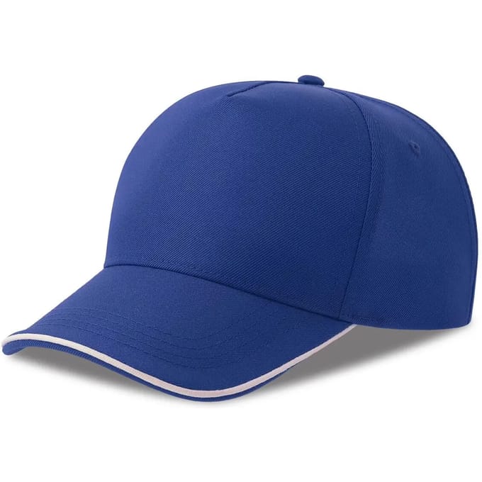 Atlantis Headwear Recy Five Piping Cap AT129 - ROYAL/WHITE - One size