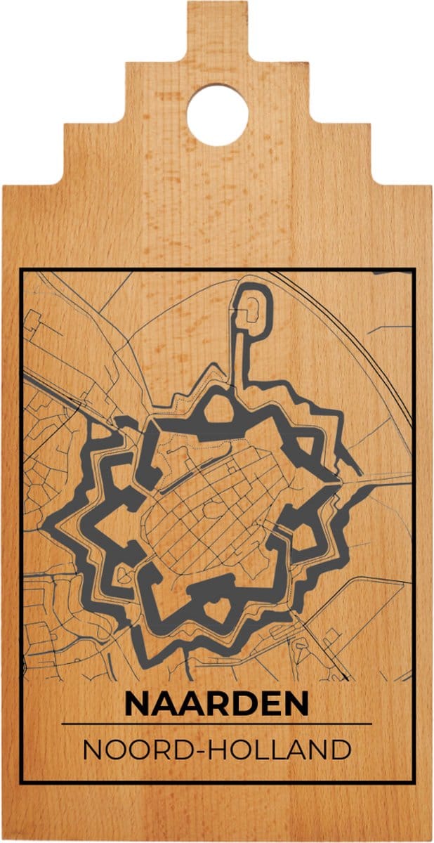 JM Woods - Borrelplank - Serveerplank - Hapjesplank - Kaasplank - Plattegrond - NAARDEN - Gepersonaliseerd - Cadeau tip!
