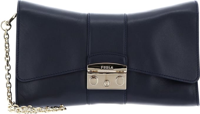 FURLA Leren Schoudertas Koppeling Metropolis Shoulder Bag Remix Mediterraneo Donkerblauw