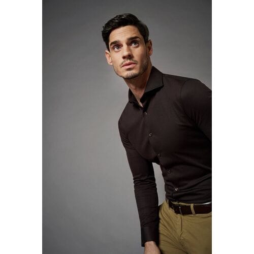 Desoto Luxury Overhemd Regal Twill Design Donker Bruin / male
