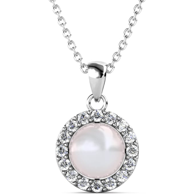 Cirkelvormige parelhangers - zilver en kristal