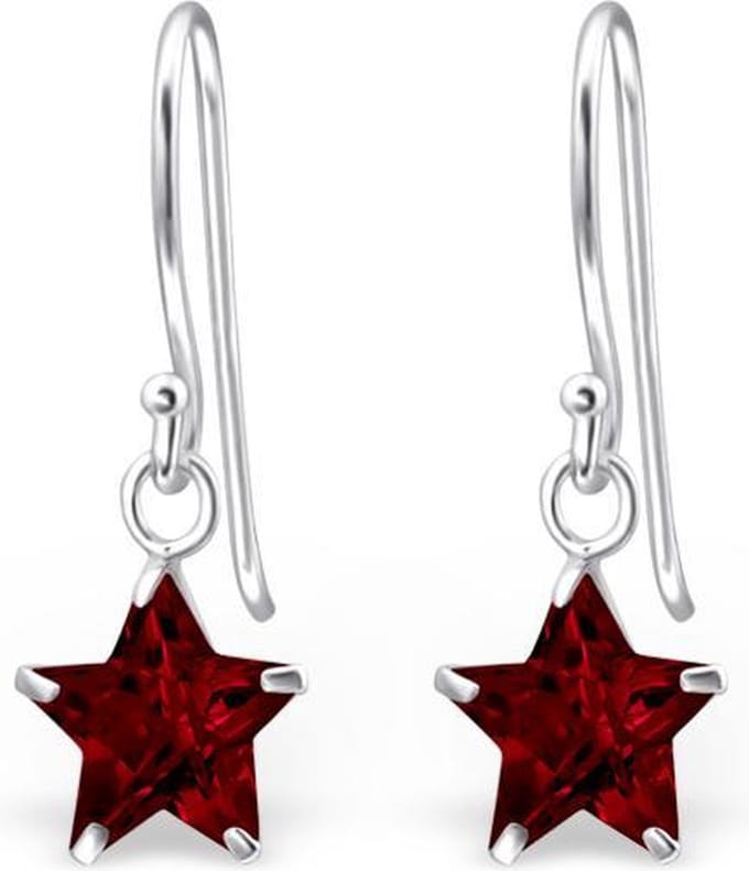 Montebello Oorbellen Ada Red - 925 Zilver E-Coating - Ster - ∅8mm - 23mm