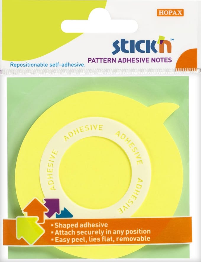 Stick'n Memoblok 360 graden Lijmrand - Sticky Notes - 70x70mm - Neon Geel - 50 Memoblaadjes