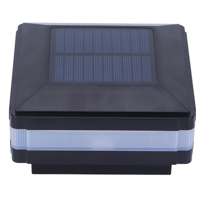 Lampadaire LED solaire à induction bicolore, éclairage de clôture, étanche IP65, noir(Chaud