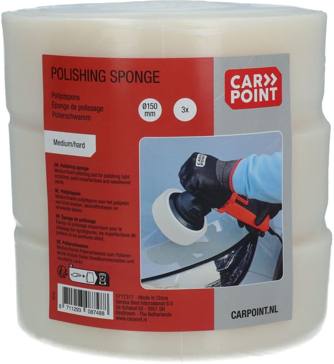 Polijstspons, Medium, wit, 3 stuks