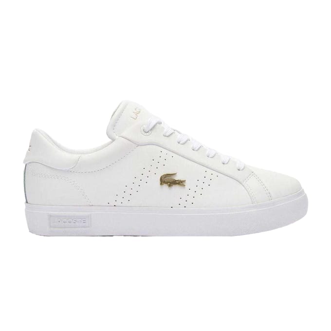 Lacoste Dames/Dames Powercourt 2.0 Leren Trainers (Wit/Goud)