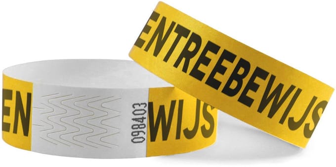 CombiCraft Entreebewijs Tyrex Polsbandjes neon geel - per 100 stuks