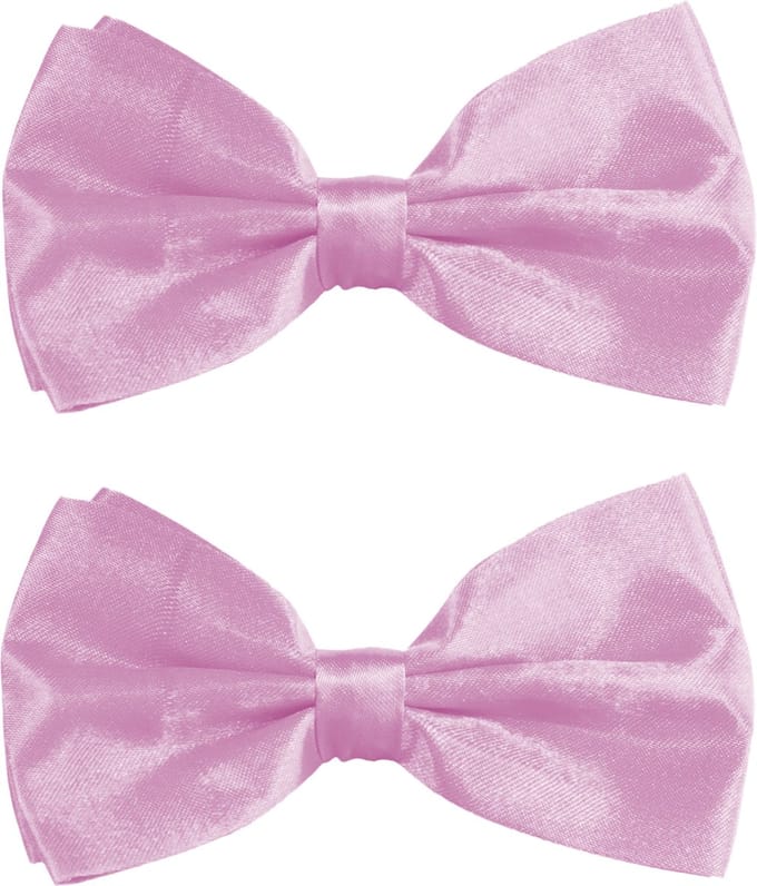 Partychimp Carnaval verkleed vlinderstrikje zijdeglans - 2x - lichtroze - polyester - heren/dames