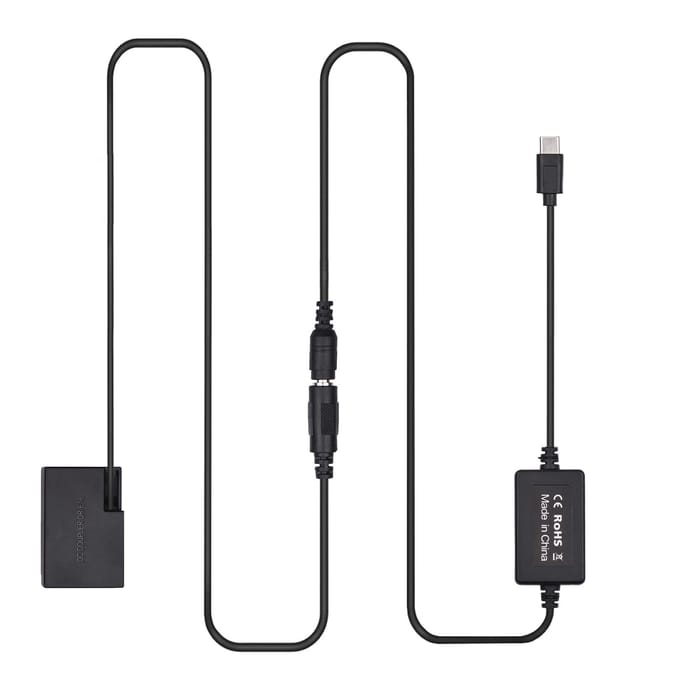 PD USB Type-C-kabel naar DR-E18 Dummy-batterij DC-koppeling LP-E17 Vervanging voor Canon 750D 760D T6S zwart