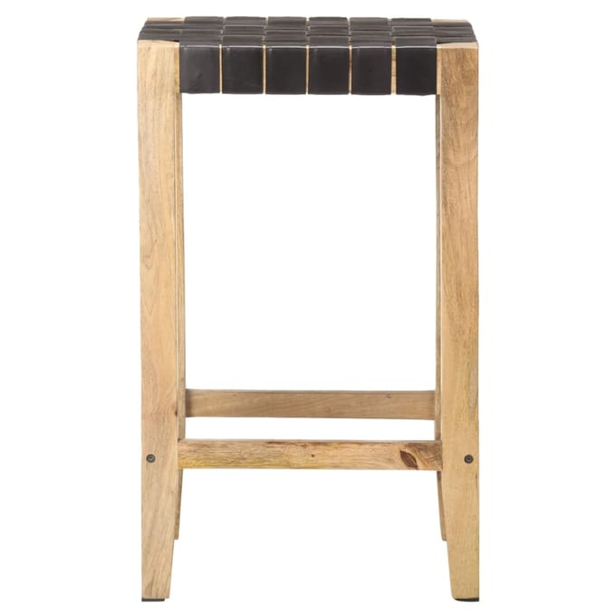 vidaXL - Barkrukken - 2 - st - echt - leer - 75 - cm - zwart