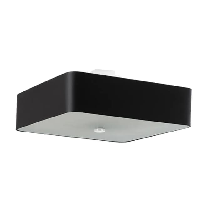 Plafondlamp LOKKO 55 groot vierkant met 5 lichtpunten - Sollux Lighting - IP20 - Zwart stof/glas/staal behuizing - 55 x 55 x 25 cm - 5 x E27 LED, exclusief lichtbron - 5 x 15 W - Minimalistische plafondlamp voor woonkamer, slaapkamer en eetkamer